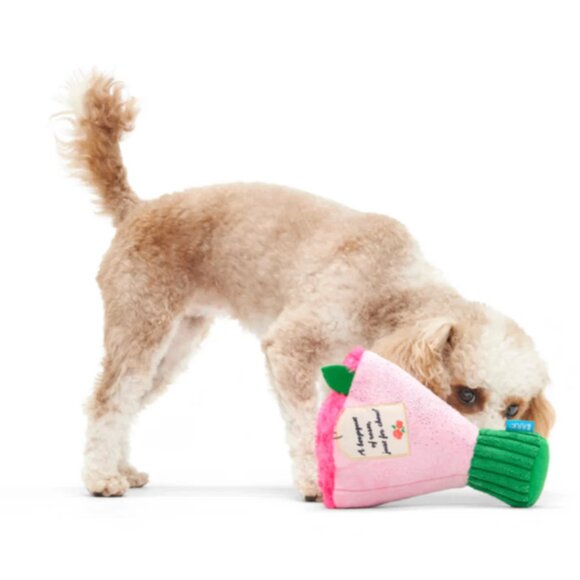 NWT BARK Boopquet of Roses Bouquet of Flowers Dog Toy, Pink & Green, M-L 20+ lbs - Picture 4 of 13